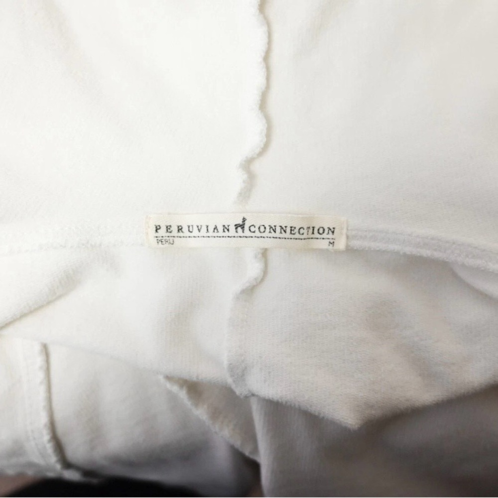 Peruvian Connection Jacket Womens White French Terry Hooded Waterfall M Medium - Picture 7 of 9